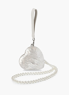 front Bolso de mano acrílico con forma de corazón perlado