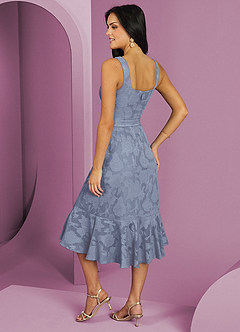 Barbie ♥ Azazie Jurken voor bruidsmeisjes Jurk van Bloemen Burn-out met A-Lijn met Zakken Stoffig Blauw image8