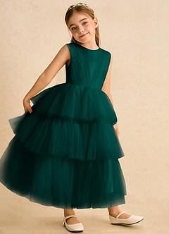 Azazie Marshmallow Blumenmädchenkleider Ballkleid Schleifen Tüll Kleid Kiefer image4