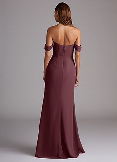 Azazie Saige Jurken voor bruidsmeisjes Converteerbaar Jurk van Chiffon met A-Lijn Off the Shoulder Sangria image7