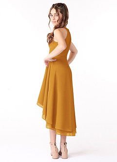 Azazie Linna Junior Butterscotch A-Line Pleated Chiffon Dress image2