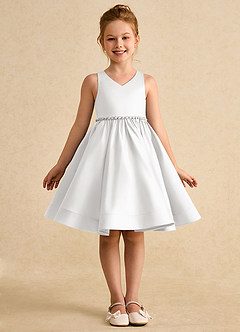 Azazie Julietta Robe Demoiselle D'honneur Fillette Robe Princesse en Tulle Convertible Blanc image9