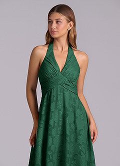 Azazie Tessie Brudtärnklänningar Klä av A-Linje i Blommig Utbrändhet Plisserad Mörkgrön image7