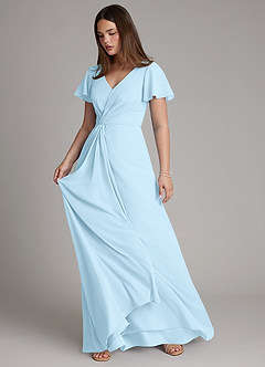 Azazie Kaya Bridesmaid Dresses Sky Blue A-Line Pleated Chiffon Dress image6