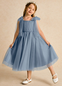 Azazie Dori Flower Girl Dresses Twilight A-Line Ruched Tulle Dress image4