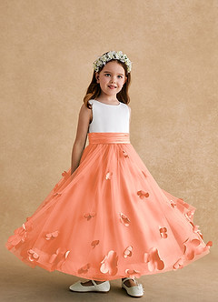 Azazie Vi Flower Girl Klänningar Klä A-Line i Tyll Ärmlös image16