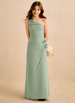 Azazie Sophie Girls Formal Blomsterpigekjoler Skede Én skulder Chiffon Gulv-længde Kjole image5