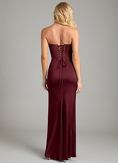 Azazie Sorrel Bridesmaid Dresses Cabernet Mermaid Strapless Stretch Satin Convertible Dress image2