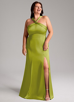 Azazie Rue Abiti da Damigella Abito Sirena in Raso Elasticizzato Plissettato Citronella image11