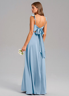 Azazie Everett Bridesmaid Dresses Powder Blue A-Line Stretch Satin Dress image6