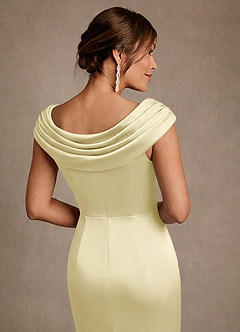 Azazie Irvine Mère de la mariée Robes Robe Trapèze en Satin extensible Plissée Sorbet Citron image6