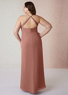 Azazie Manila Bridesmaid Dresses Cedar Rose Sheath V-Neck Chiffon Dress image8