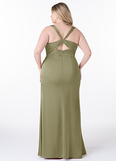 Azazie Mero Bridesmaid Dresses Pistachio Sheath Pleated Stretch Satin Dress image8