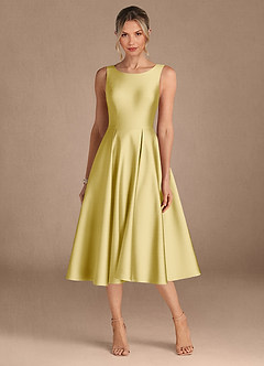 Azazie Fulton Abiti per la Madre della Sposa Abito A-Line in Raso Elasticizzato Plissettato Sorbetto Al Limone image5