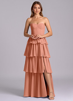 Azazie Faye Vestidos de damas de honor Vestido de Mai Tai de Gasa de Corte en A con Escote de Corazón image6