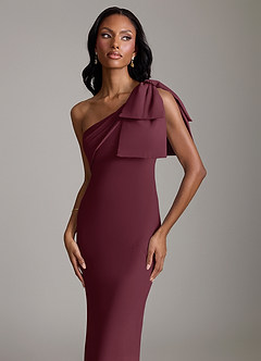 Azazie Yuanna Bridesmaid Dresses Cabernet Mermaid One Shoulder Chiffon Dress image3