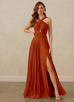Christian Siriano Bridal for Azazie 1009 Brautjungfernkleider A-Linie Plissee Chiffon Kleid Paprika image2