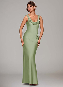 Azazie Rylina Bridesmaid Dresses Dusty Sage Mermaid Stretch Satin Dress image3