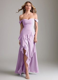 Azazie Sloane Bridesmaid Dresses Frosted Lilac A-Line Sweetheart Neckline Chiffon Dress image5