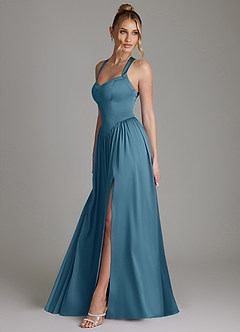 Azazie Francis Bridesmaid Dresses Bermuda A-Line Corset Stretch Satin Dress image6