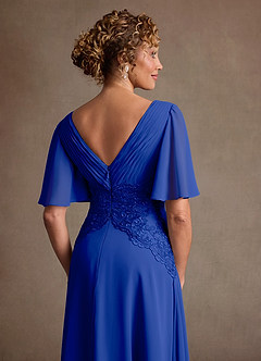 Azazie Milliat 신부의 어머니 드레스 A라인 레이스 쉬폰 플로어 길이 드레스 image6