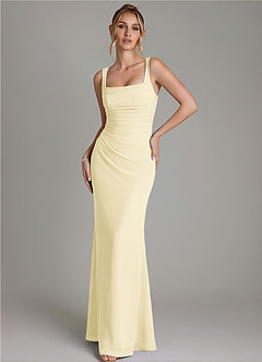 Azazie Agustina Bridesmaid Dresses Lemon Sorbet Mermaid Corset Chiffon Dress image4