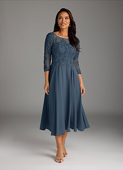 Azazie Marge Brudens mor kjoler A-Line Scoop Blonde Chiffon Te-længde Kjole image2