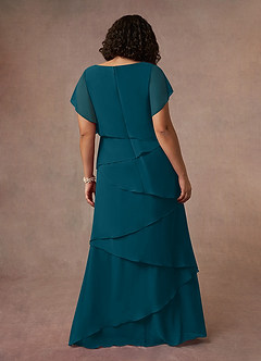Azazie OHara Mother of the Bride Dresses Ink Blue A-Line V-Neck Chiffon Dress image14