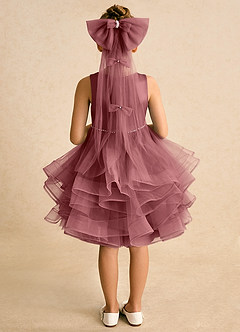 Azazie Tinie Blumenmädchenkleider Ballkleid Schleifen Tüll Kleid Amethyst image6