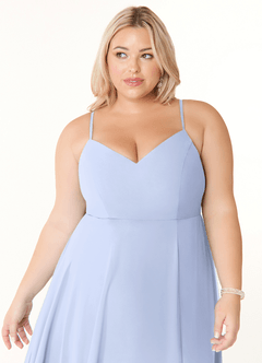 Azazie Clarissa Brautjungfernkleider A-Linie V-Hals Chiffon Kleid Eis image11