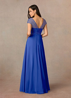 Azazie Star Mother of the Bride Dresses Royal Blue A-Line V-Neck sequins Chiffon Dress image4