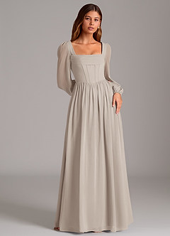 Azazie Maree Bridesmaid Dresses Frost A-Line Corset Chiffon Dress image4