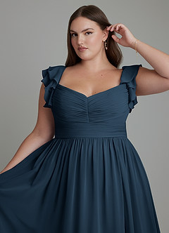 Azazie Anaya Bridesmaid Dresses Dark Navy A-Line Sweetheart Neckline Chiffon Dress image14