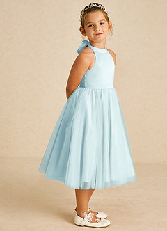 Azazie Dora Blumenmädchenkleider A-Linie Schleifen Tüll Kleid Seegrün image3
