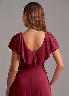 Azazie Lainey Bridesmaid Dresses Burgundy A-Line Ruched Velvet Dress image6