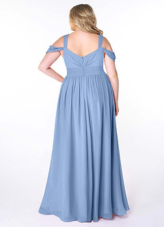 Azazie Lianne Bridesmaid Dresses Steel Blue A-Line Off the Shoulder Chiffon Dress image9