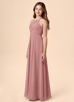 Azazie Ginny Junior Jurk van Chiffon met A-Lijn Geplooid Stoffige Roos image3