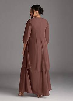 Azazie Manuella Mother of the Bride Dresses Espresso A-Line V-Neck Pleated Chiffon Dress image15