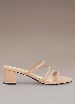 front Nude Strap Low Heel Sandals