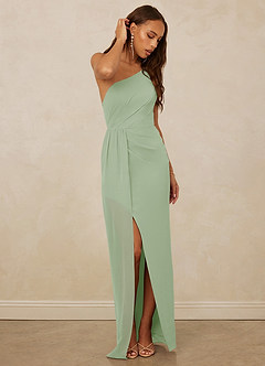 Christian Siriano Bridal for Azazie 1003 Bridesmaid Dresses Dusty Sage Sheath One Shoulder Chiffon Dress image3