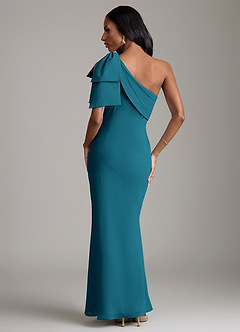 Azazie Yuanna Bridesmaid Dresses Ink Blue Mermaid One Shoulder Chiffon Dress image6