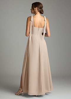 Azazie Debra Bridesmaid Dresses Taupe A-Line with Pockets Chiffon Convertible Dress image10