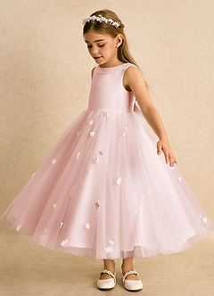 Azazie Angel vestidos de niña de las flores Vestido de Rosa Rubor de Tul de Princesa con Lazo image4