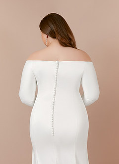 Azazie Marlin Wedding Dresses Diamond White Mermaid Off the Shoulder Satin Dress image12