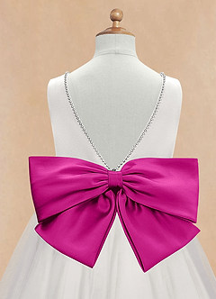 Azazie Seline Flower Girl Dresses Ivory Fuchsia A-Line Bow Tulle Dress image9