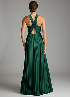 Azazie Afra Abiti da Damigella Abito A-Line in Chiffon Plissettato Smeraldo image2