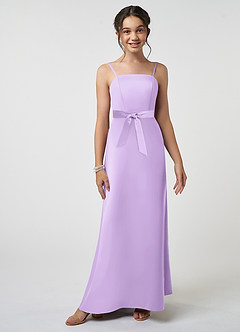 Azazie Anina Junior Lilac A-Line Bow Stretch Satin Dress image3