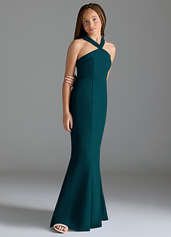 Azazie Rue Junior Pine Mermaid Side Slit Chiffon Dress image3