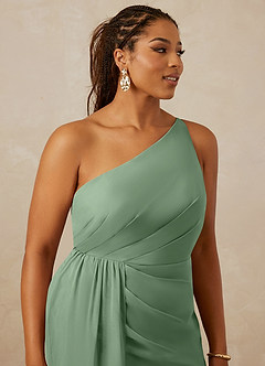 Christian Siriano Bridal for Azazie 1003 Bridesmaid Dresses Matcha Sheath One Shoulder Chiffon Dress image14