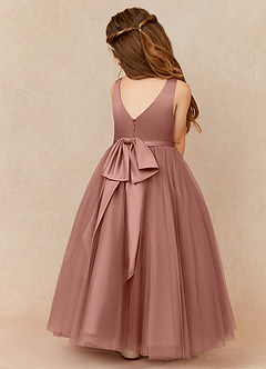 Azazie Marybell Flower Girl Dresses Cedar Rose A-Line Bow Tulle Dress image2